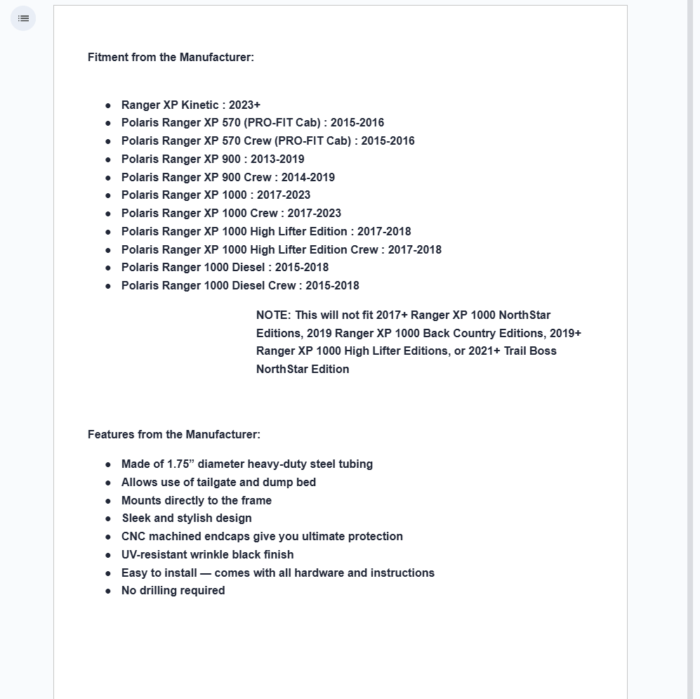 SuperATV Rear Bumper For Polaris Ranger XP 570, 900, 1000, Kinetic - Image 6