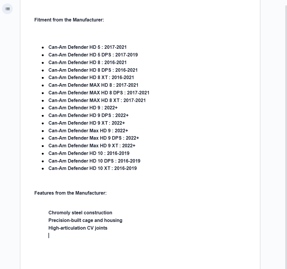 SuperATV ADR Front Left Axle For Can-Am Defender HD 5, 8, 9, 10 - Image 2