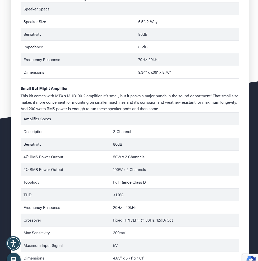 MTX Universal Bluetooth Audio Package W/ Amp & 2 Roll Cage Speakers - Image 3