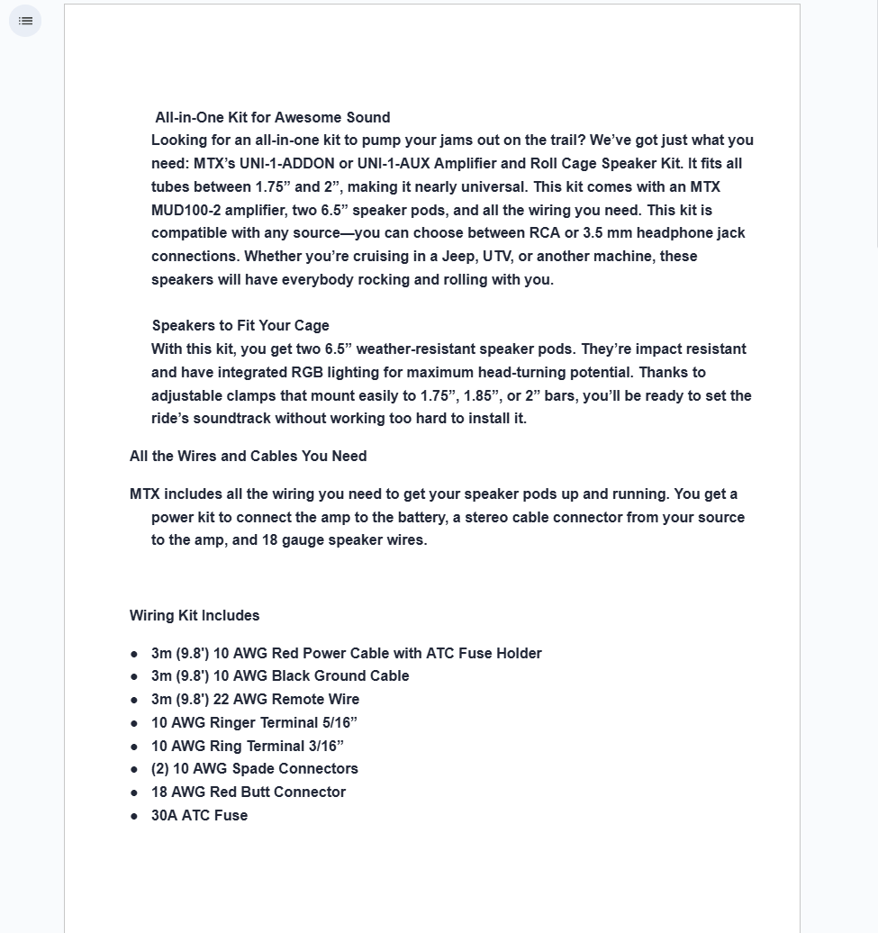 MTX Universal Bluetooth Audio Package W/ Amp & 2 Roll Cage Speakers - Image 2