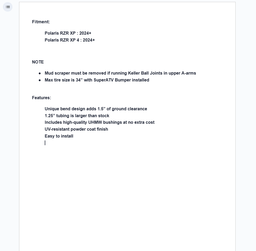 SuperATV Adjustable High Clearance Lower A-Arms For Polaris RZR XP 2024+ - Image 6