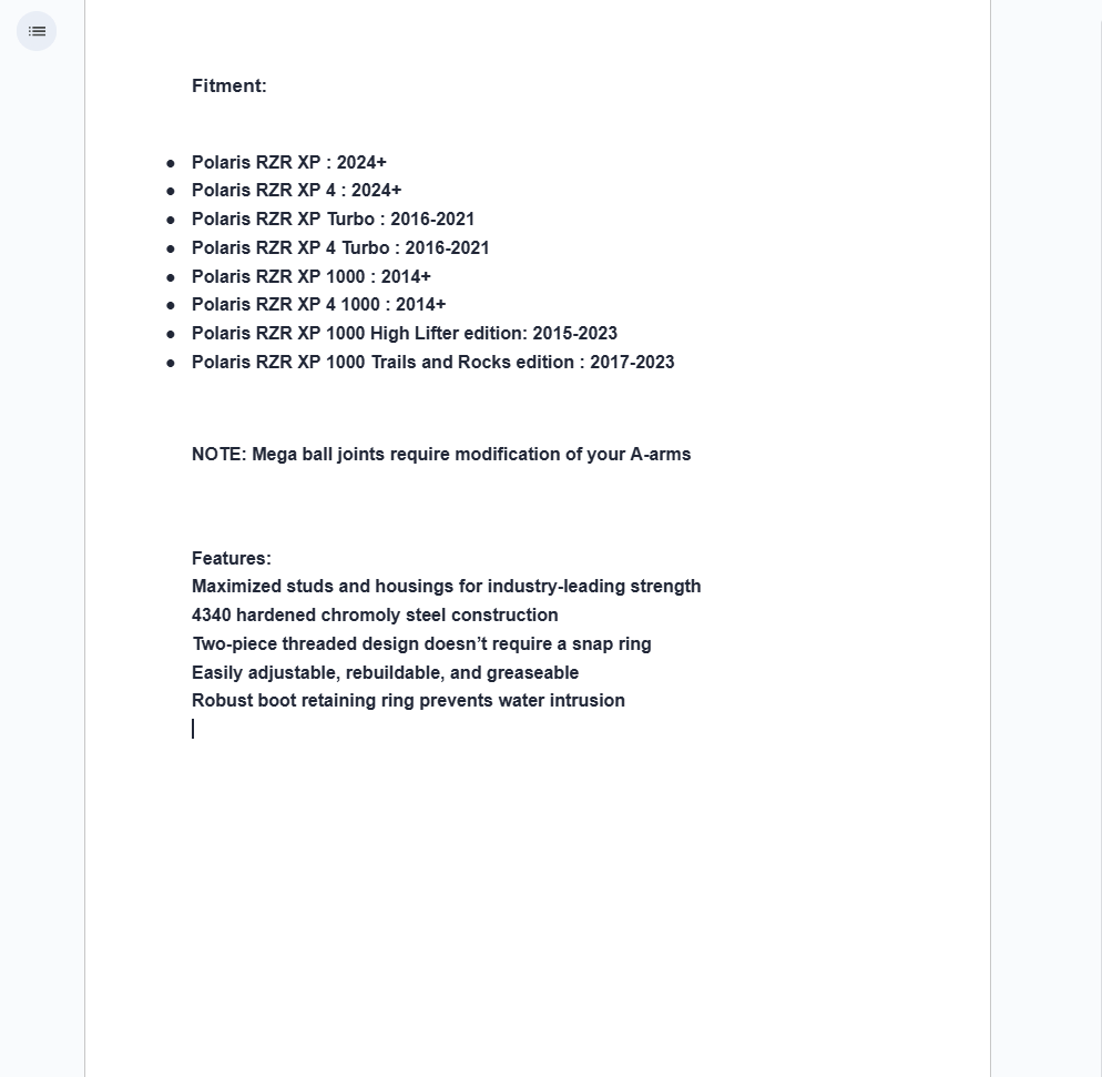 SuperATV Mega Keller Ball Joint For Polaris RZR XP, XP Turbo, XP 4 - see fitment - Image 4