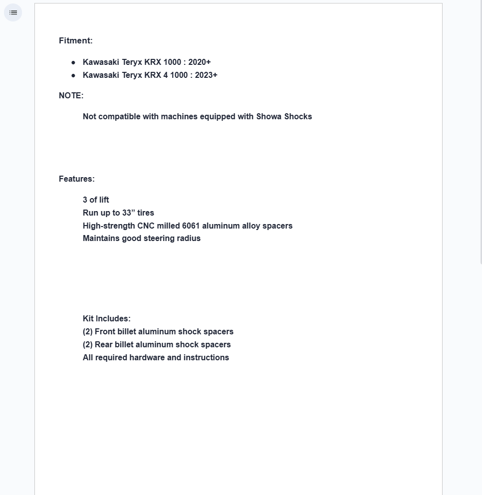 SuperATV 3" Lift Kit For Kawasaki Teryx KRX 1000 2020+ - Image 6