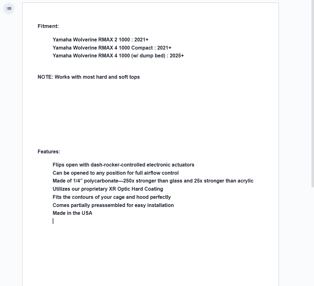 SuperATV Power Flip Windshield For Yamaha Wolverine RMAX 2021+ - Image 8