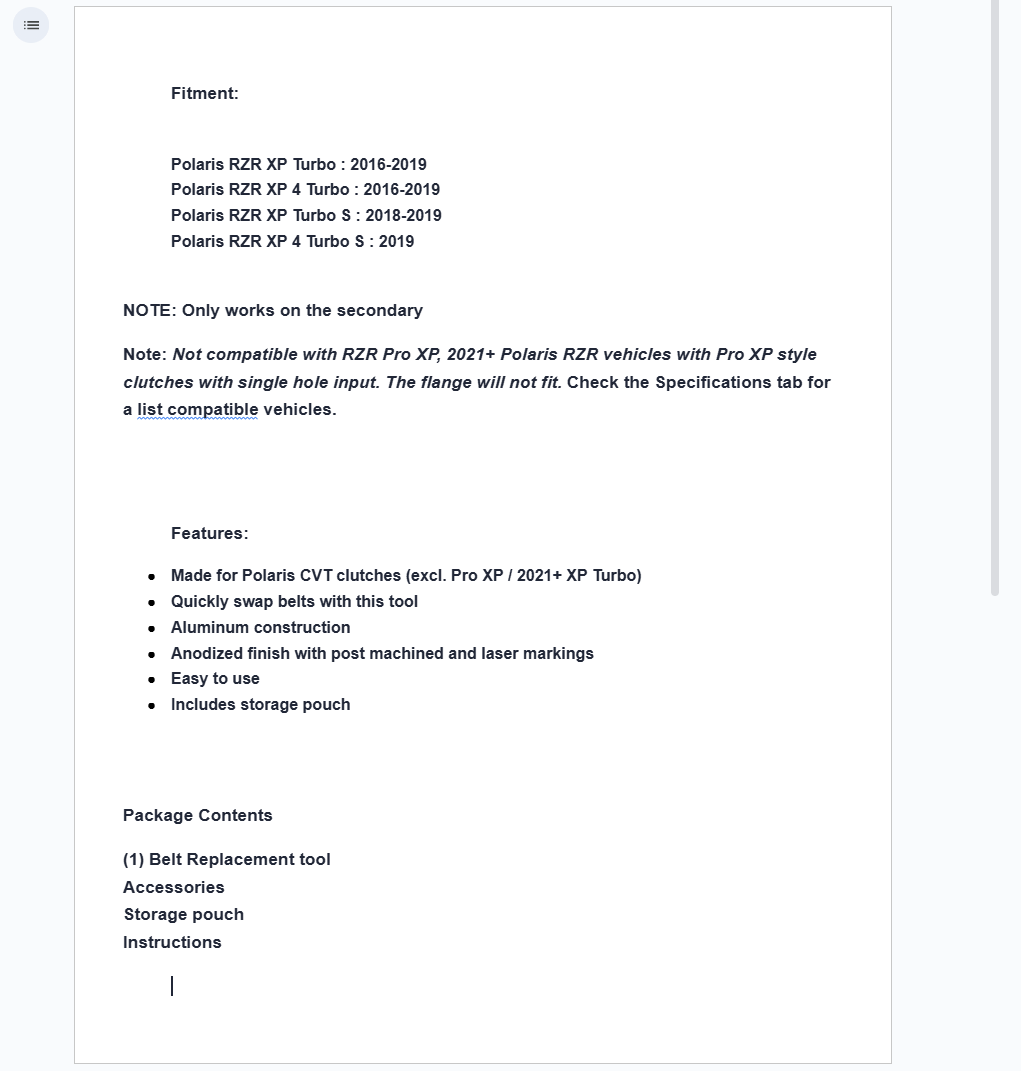 Assault Industries Secondary Belt Replacement Tool For Polaris RZR Turbo - Image 5